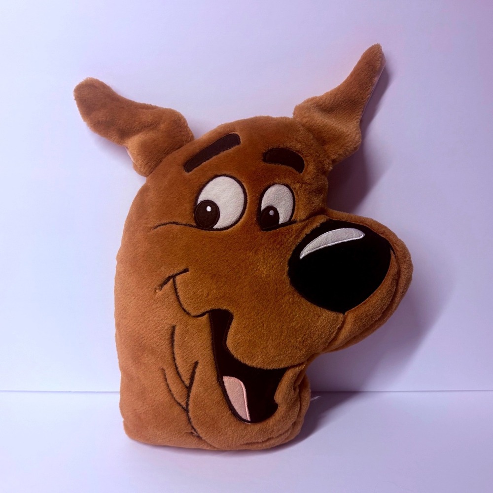 Vintage 90s Scooby-Doo Plush Decorative Pillow Brown Cartoon Character Head